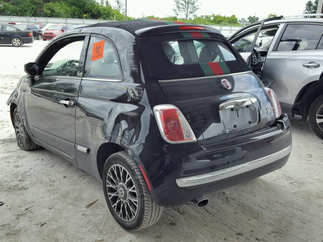 3C3CFFER9CT316143 - 2012 FIAT 500 LOUNGE BLACK photo 3