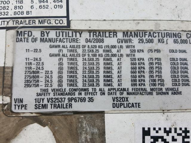 1UYVS25379P676935 - 2009 UTILITY TRAILER WHITE photo 10