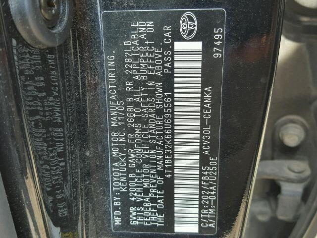 4T1BE32K66U695561 - 2006 TOYOTA CAMRY LE BLACK photo 10