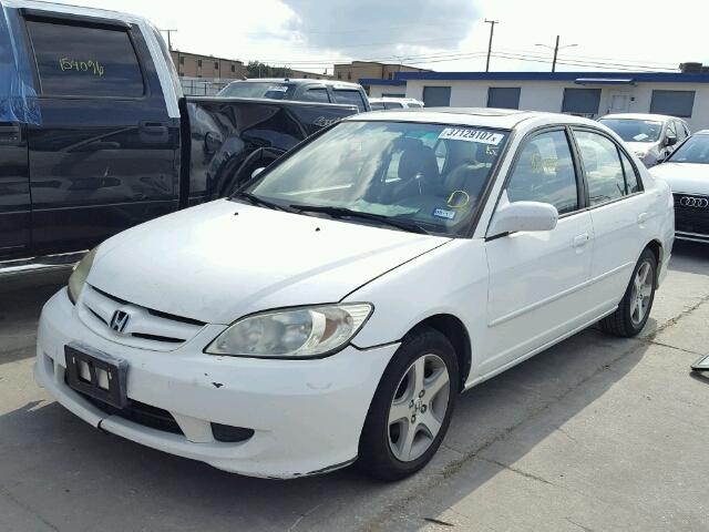 2HGES26795H550320 - 2005 HONDA CIVIC EX WHITE photo 2