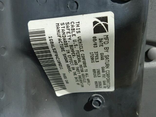1G8AL52F04Z109211 - 2004 SATURN ION LEVEL 白色 照片 10