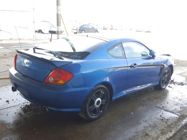 KMHHM65D44U131884 - 2004 HYUNDAI TIBURON BLUE photo 4