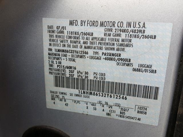 1LNHM86S32Y612546 - 2002 LINCOLN LS 银色 照片 10