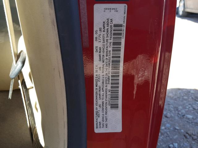 3VWRF31YX6M302328 - 2006 VOLKSWAGEN NEW BEETLE 红色 照片 10