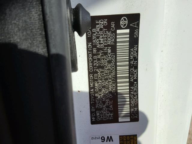 JTKDE177860096621 - 2006 TOYOTA SCION TC 白色 照片 10