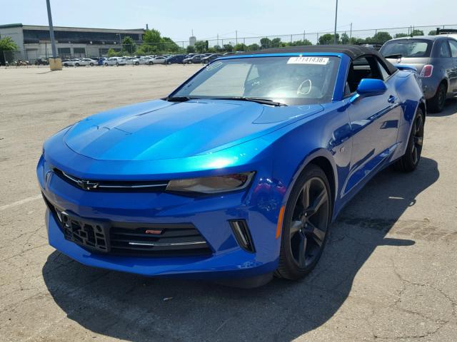 1G1FB3DSXH0145956 - 2017 CHEVROLET CAMARO LT BLUE photo 2