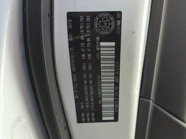 4S4WX9KD7A4401481 - 2010 SUBARU TRIBECA LI 白色 照片 10