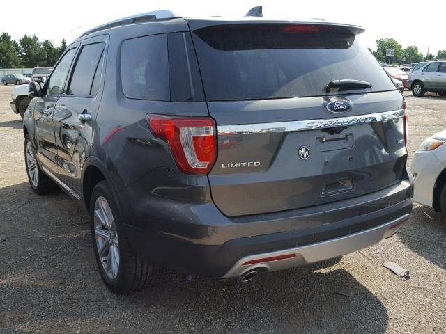 1FM5K8F85GGD15689 - 2016 FORD EXPLORER L GRAY photo 3