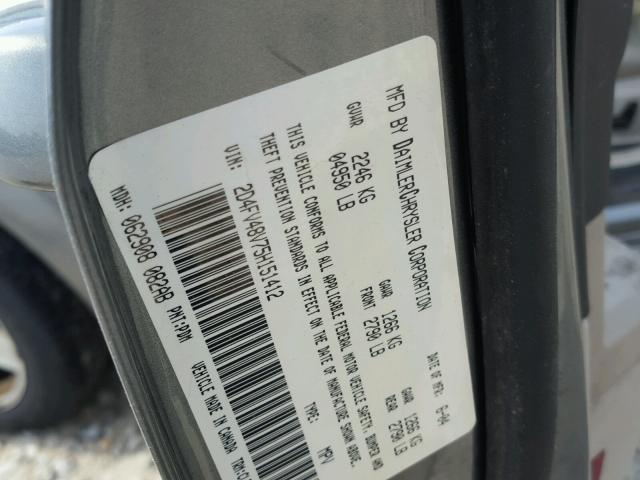 2D4FV48V75H151412 - 2005 DODGE MAGNUM SXT GRAY photo 10