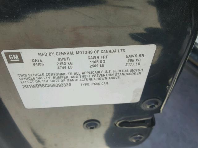 2G1WD58C569393320 - 2006 CHEVROLET IMPALA SUP 黑色 照片 10