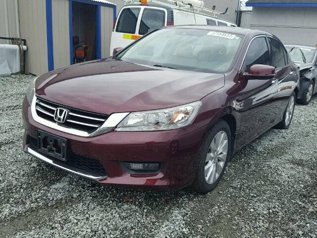 1HGCR3F92FA009703 - 2015 HONDA ACCORD BURGUNDY photo 2