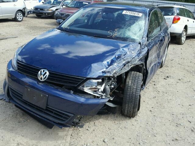 3VW2K7AJ7CM344197 - 2012 VOLKSWAGEN JETTA BASE Կապույտ լուսանկար 2
