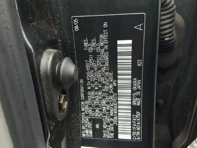 JTEBU14RX60079273 - 2006 TOYOTA 4RUNNER SR GRAY photo 10