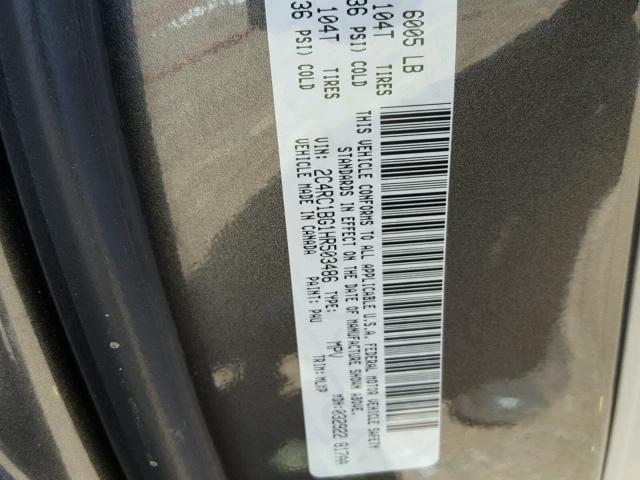 2C4RC1BG1HR503486 - 2017 CHRYSLER PACIFICA T ნაცრისფერი ფოტო 10