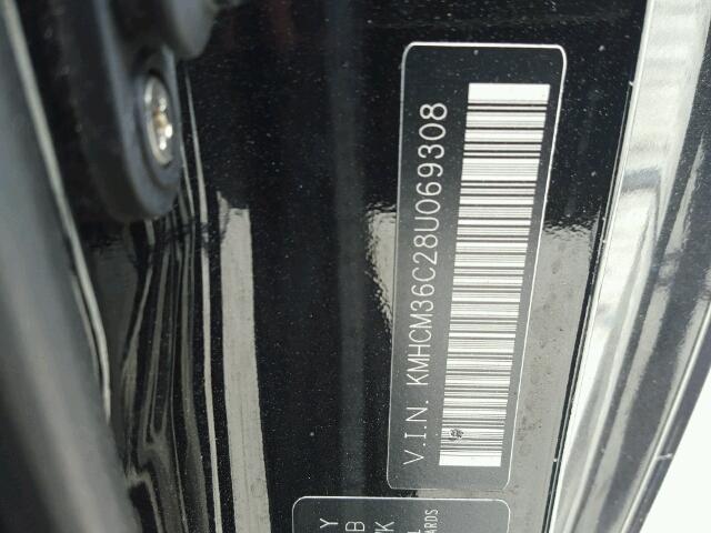 KMHCM36C28U069308 - 2008 HYUNDAI ACCENT GS BLACK photo 10