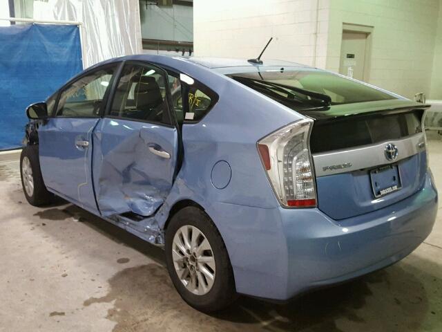 JTDKN3DP6D3040834 - 2013 TOYOTA PRIUS PLUG BLUE photo 3