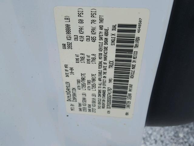 3D7KS28D65G741767 - 2005 DODGE RAM 2500 S WHITE photo 10