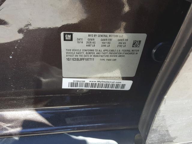 1G11C5SL8FF197711 - 2015 CHEVROLET MALIBU 1LT 勃艮第红 照片 10