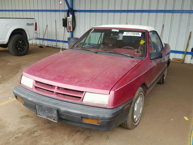 3B3XP45K2MT560835 - 1991 DODGE SHADOW MAROON photo 2