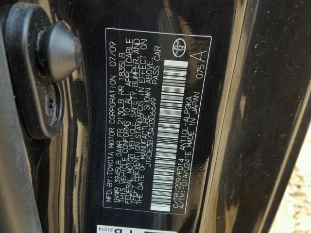 JTKDE3B73A0306649 - 2010 TOYOTA SCION TC 黑色 照片 10