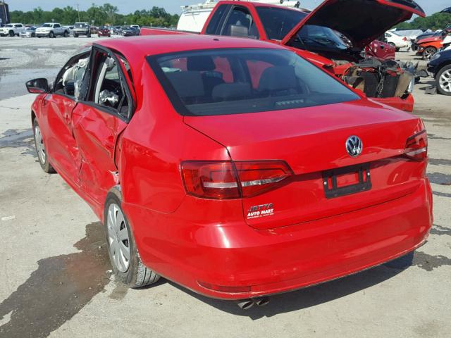3VW2K7AJ6FM347127 - 2015 VOLKSWAGEN JETTA BASE 红色 照片 3