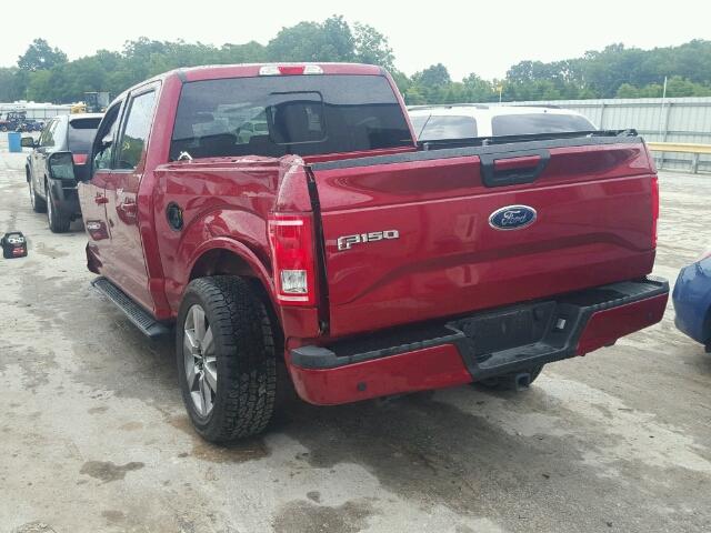 1FTEW1EF0HFB65336 - 2017 FORD F150 SUPER RED photo 3