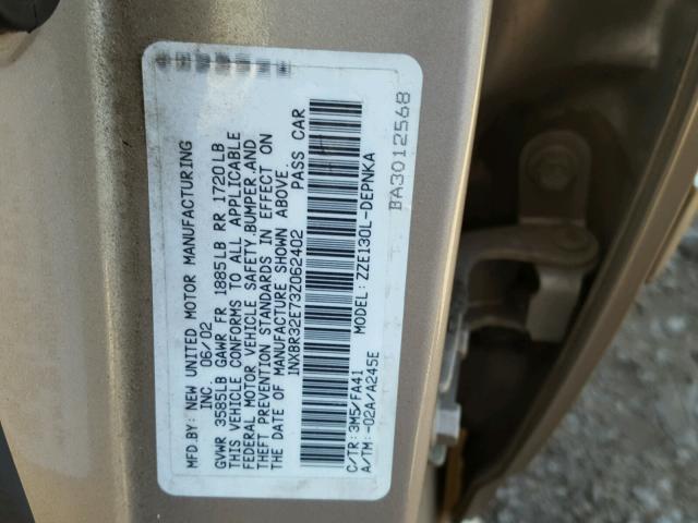 1NXBR32E73Z062402 - 2003 TOYOTA COROLLA LE 银色 照片 10