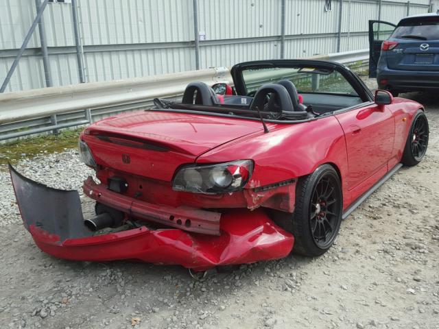 JHMAP1145YT005761 - 2000 HONDA S2000 RED photo 4