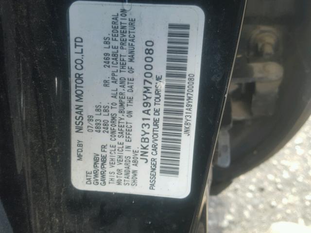 JNKBY31A9YM700080 - 2000 INFINITI Q45 BASE BLACK photo 10