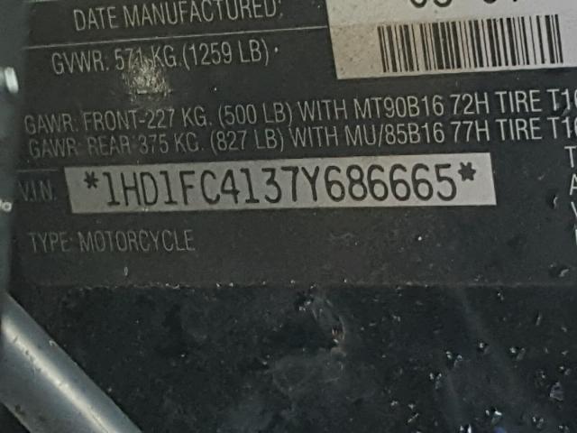 1HD1FC4137Y686665 - 2007 HARLEY-DAVIDSON FLHTCUI Көк фото 10