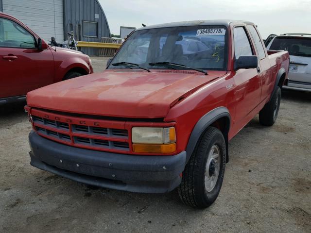 1B7GG23X3PS244416 - 1993 DODGE DAKOTA RED photo 2