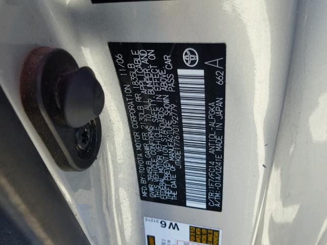 JTKDE177670192779 - 2007 TOYOTA SCION TC 银色 照片 10