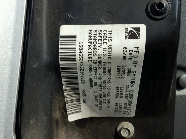 1G8AG52F25Z160358 - 2005 SATURN ION LEVEL SILVER photo 10