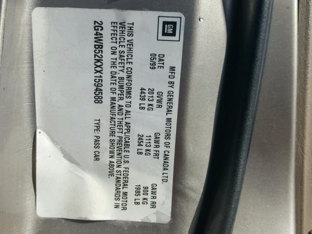 2G4WB52KXX1594588 - 1999 BUICK REGAL LS 棕色 照片 10