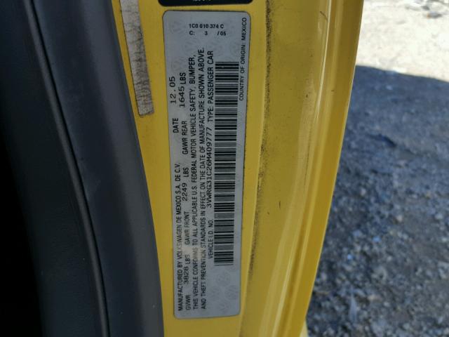 3VWRG31C26M409777 - 2006 VOLKSWAGEN NEW BEETLE 黄色 照片 10