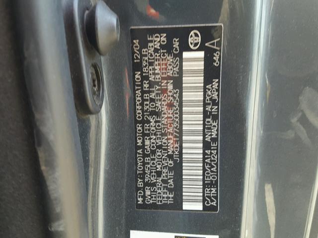 JTKDE177350034543 - 2005 TOYOTA SCION TC 石墨色 照片 10