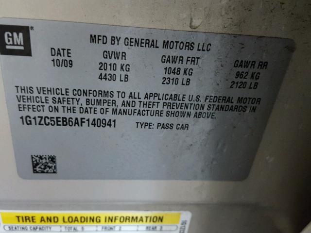 1G1ZC5EB6AF140941 - 2010 CHEVROLET MALIBU 1LT 米色 照片 10