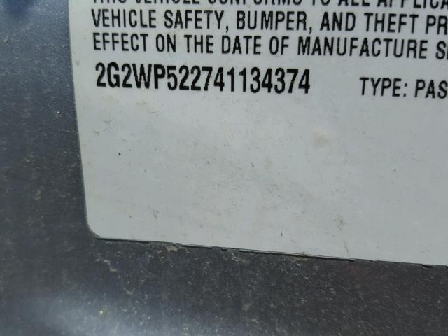 2G2WP522741134374 - 2004 PONTIAC GRAND PRIX SILVER photo 10