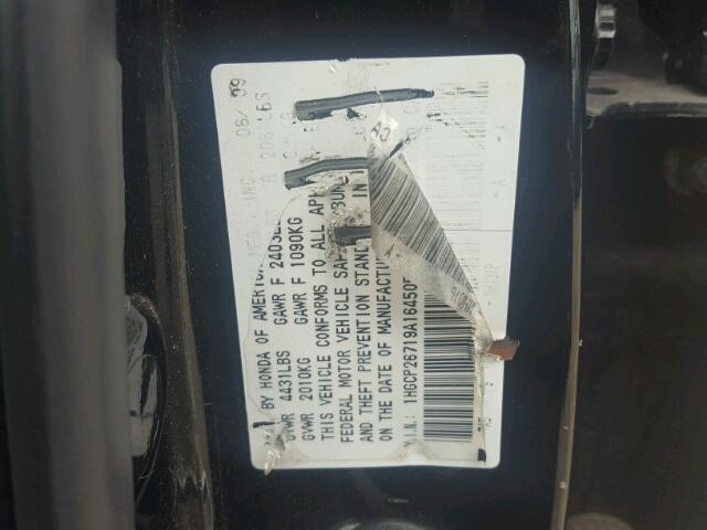1HGCP26719A164505 - 2009 HONDA ACCORD EX BLACK photo 10