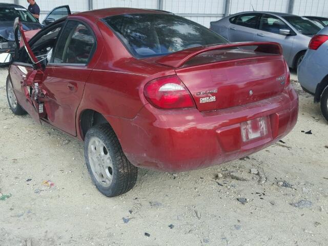 1B3ES56C94D520731 - 2004 DODGE NEON SXT RED photo 3