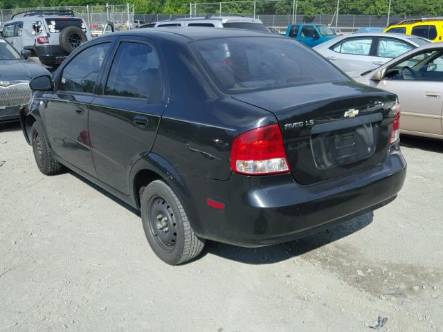 KL1TD52605B503577 - 2005 CHEVROLET AVEO BASE Czarny zdjęcie 3