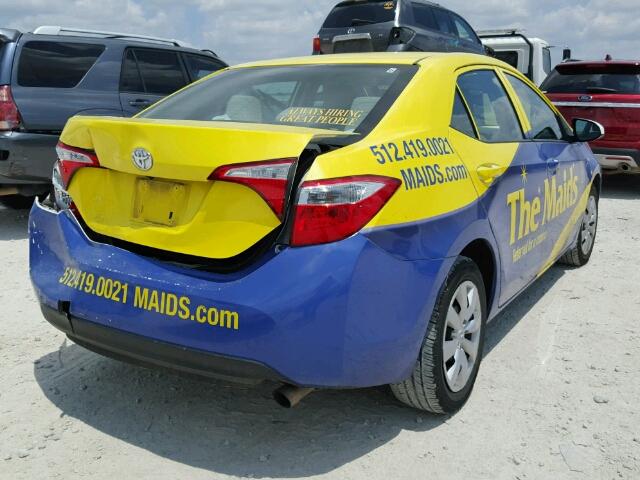 2T1BURHEXEC048619 - 2014 TOYOTA COROLLA L YELLOW photo 4