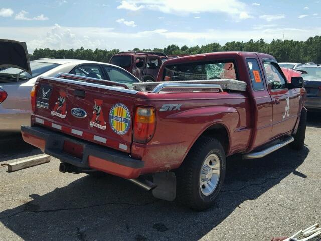 1FTYR14U77PA64193 - 2007 FORD RANGER MAROON photo 4