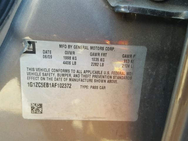1G1ZC5EB1AF102372 - 2010 CHEVROLET MALIBU 1LT BROWN photo 10