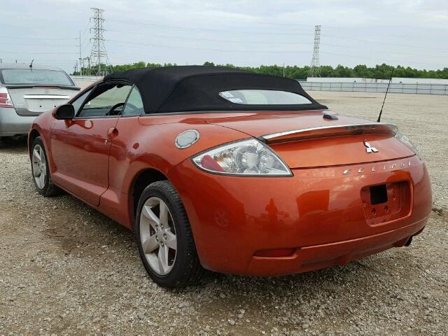 4A3AL25F08E026310 - 2008 MITSUBISHI ECLIPSE SP ORANGE photo 3