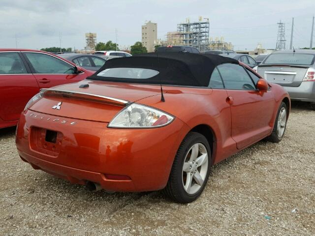 4A3AL25F08E026310 - 2008 MITSUBISHI ECLIPSE SP ORANGE photo 4