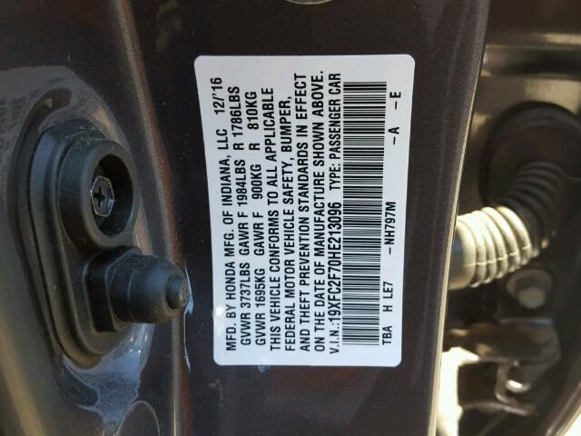 19XFC2F70HE213096 - 2017 HONDA CIVIC EX გრაფიტი ფოტო 10