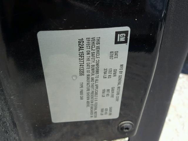 1G2AL15F377413356 - 2007 PONTIAC G5 BLACK photo 10