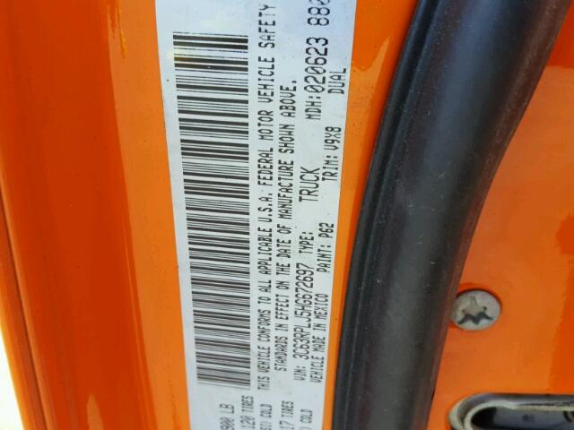 3C63RPLJ5HG672697 - 2017 RAM 3500 SLT ORANGE photo 10