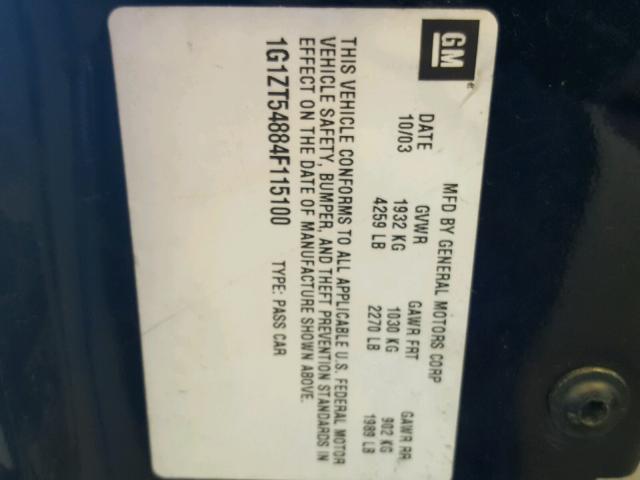 1G1ZT54884F115100 - 2004 CHEVROLET MALIBU LS ლურჯი ფოტო 10